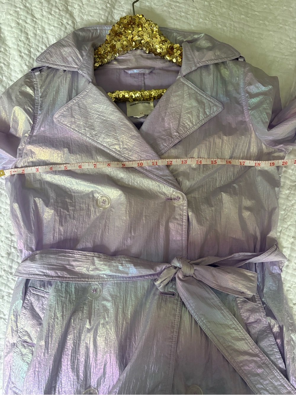 Avec Les Filles Lavender Iridescent Belted Trench Sz Small - Picture 9 of 9